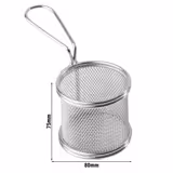 (6 bucăți) Coș de servire pentru prăjit - SNACKHOLDER - Oțel inoxidabil - Ø 80mm - Argint