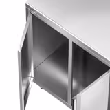 Table armoire en acier inoxydable - 1600x600mm - avec portes battantes et 2 tiroirs - avec dosseret - pour machine à café (cafetière à filtre)