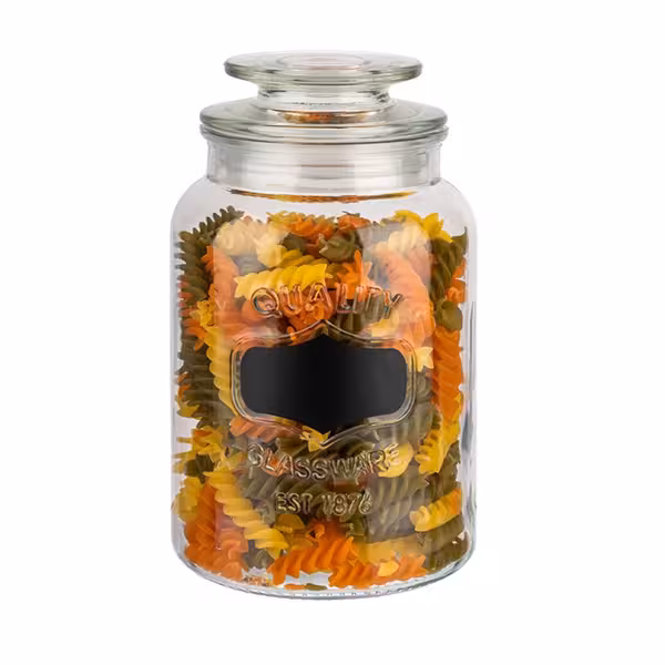 (6 pcs) Gobelet - NOTE - 1,2 Liter - Transparent - incl. couvercle en verre avec joint & zone d’étiquetage