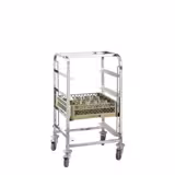 Chariot de transport pour paniers à vaisselle en acier inoxydable - 455x400mm - avec 4 surfaces de rangement en acier inoxydable - avec poignée