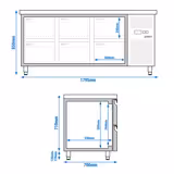 Koelwerkbank ECO - 1795x700mm - 417 liter - met 6 lades