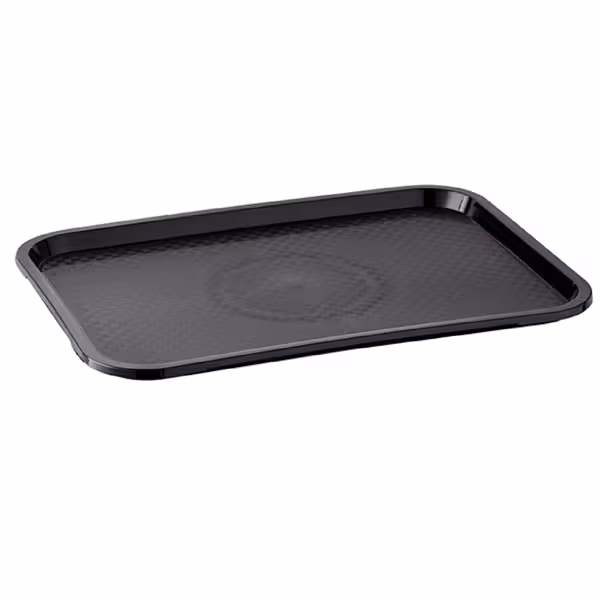 (6 stuks) Fastfood-dienblad FAST FOOD - Polypropyleen - GN 1/1 - hoogte: 20mm - Zwart - textuur oppervlak, breukvast, stapelbaar - geschikt voor vaatwasser