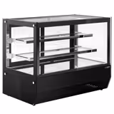 Vetrina refrigerata da banco - 120 litri - 700 mm - con 2 ripiani in vetro - angolare - nero