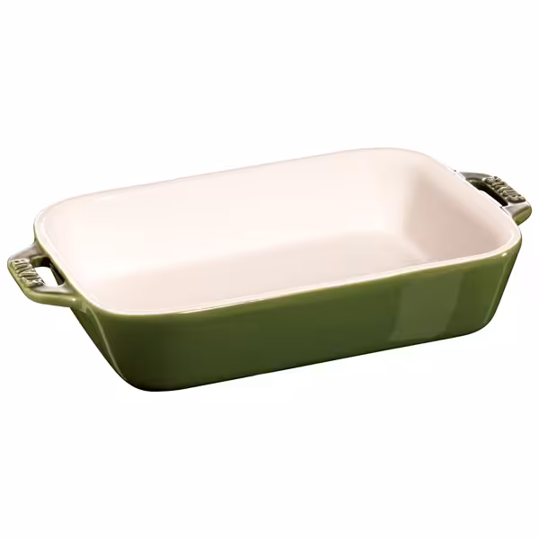 STAUB| Ceramic Rectangular Baking Dish – Basil Green - 200×160 mm - Ergonomic Handles
