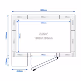Cameră frigorifică de congelare - 1800x1200 mm - 2,65 m³ - cu agregat de congelare și perdea cu benzi PVC