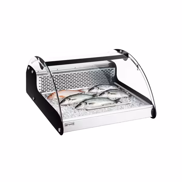 Asztali hűtővitrin - friss hal - 118 l - 695 mm - 1 üvegajtó nyíló ajtó