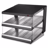 Warmhaltevitrine - 800mm - 1,16 kW - mit 2 Ablagen - Schwarz