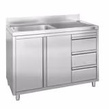 Lavello armadiato - 1200x600mm - con 3 cassetti e 1 vasca a destra