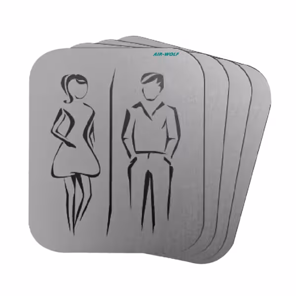 AIR-WOLF | Deurbord "Toilette" - zelfklevend - RVS 