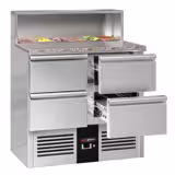 Saladette PREMIUM - 903mm - 240L - 4 gavetas - com encaixe para 5x GN 1/6 & Tampa em aço inox
