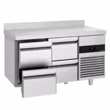 Masă frigorifică PREMIUM - 1400 x 700 mm - cu 4 sertare - margine ridicată