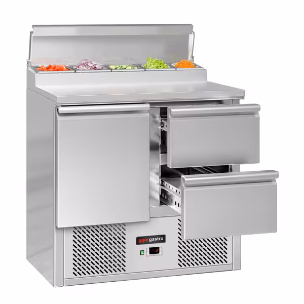 Saladette Mini ECO - 900x700mm - 1 deur + 2 lades - voor 5x GN 1/6