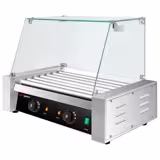 Virslisütő / Hot dog grill - 7 görgővel - edzett üveg fedéllel - 2 fűtési zónával