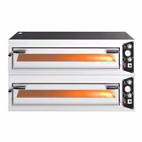 (2 pcs) Four à pizza PROFESSIONNEL électrique - Sole en pierre réfractaire - 1 x 6 pizzas Ø35cm - 400V - avec porte avec hublot, éclairage intérieur, interrupteur d’arrêt d’urgence