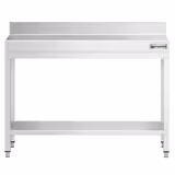 Mesa de trabajo de acero inox.  PREMIUM 1,0 m - con zócalo y estante inferior