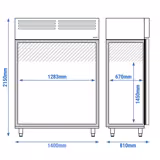 Armoire bi‑température Inox AISI 304 PREMIUM - GN 2/1 - 1400 L - avec 2 portes & 6 grilles GN 2/1