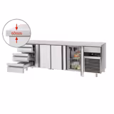 Mostrador refrigerado PREMIUM - 2330x700mm - de trabajo - 3 puertas y 3 cajones - GN 1/1 - refrigeración ventilada