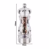(6 stuks) Pepermolen - CLEARGRIND - RVS en acryl - Hoogte: 150mm - Transparant