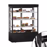 Commercial cake display fridge MADRID - 1010L - 1500mm - Double glazing - square - with 3 adjustable glass shelves - rear sliding doors - Black matt
