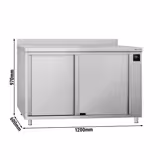 ECO Commercial Heated Worktop cabinet - 1200x600mm - with raised edge & sliding doors - digital