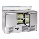 Saladette réfrigérée ECO - 1368mm - 368L - 3 portes - avec vitrine de comptoir pour 8x GN 1/6