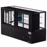 Vetrina espositiva refrigerata MADRID - per esposizione carne - 735l - 2000mm - Doppio vetro - con 2 ripiani - porte posteriori scorrevoli; LED interni; 4 lati vetro - Nero opaco