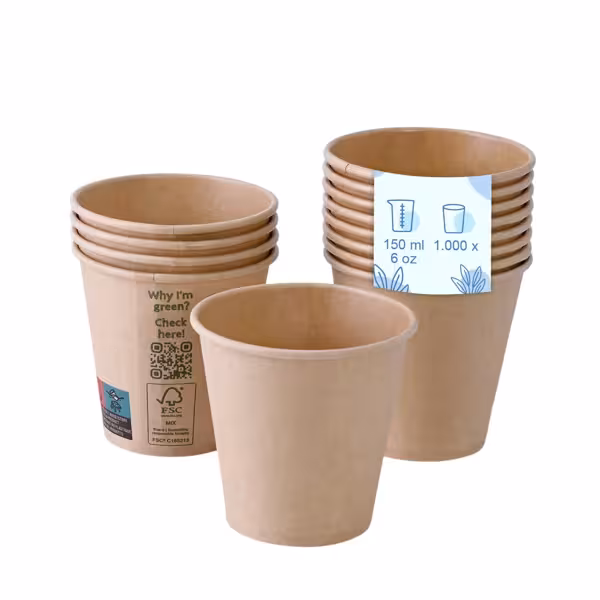 (1000 Stück) Pappbecher - 150ml - 6 oz - Ø 80mm - Braun