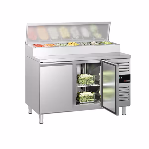 Saladette refrigerata professionale PREMIUM - 1510x800mm - 2 porte - per 8x GN 1/3 vaschette