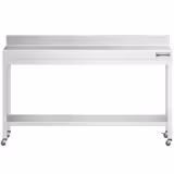 Edelstahl Arbeitstisch PREMIUM - 2000x800mm - mit Grundboden, Aufkantung & Rollen