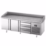 Commercial Pizza Prep Counter - Granite Top PREMIUM PLUS - 1980x1139mm - with 2 doors & 3 drawers - incl. refrigerated topping unit - 10x GN 1/4