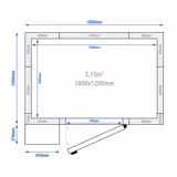 RVS koelcel - 1800x1200mm - 3,15m³ - incl. koelmotor