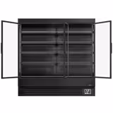 Raft frigorific - 1940 mm - 893 litri - +1°C/+5°C - cu 3 uși din sticlă cu geam dublu uși cu balamale & 4 polițe - negru