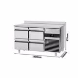 Koelwerkbank PREMIUM - 1400x700mm - met 4 deuren & achterwand