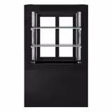 Süteményes vitrin [JAKOB] - 370 l - 810 mm - 1 üvegajtó tolóajtó - 2 polccal - LED világítással, zárható - fekete