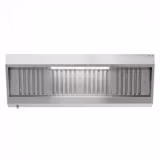 Wandafzuigkap RVS - 900mm diep - 1800mm - zonder motor - met 4 labyrintfilters en verlichting