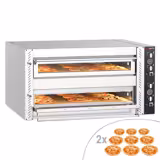 Elektrikli Pizza Fırını - Taş tabanlı - 30 cm x 9+9 Pizza Kapasiteli - 380V - Manuel - maks. 450°C