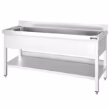 Stainless Steel Commercial Sink Unit PREMIUM - 2000x700mm - with Undershelf & Single Bowl - with Upstand