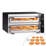 Elektrisk pizzaugn (el-däck/box) - med stenhärd - 1340x1270 mm - 9+9 x Ø 35 cm - 2‑däck - upp till 400 °C - Digital