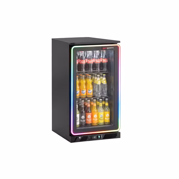Bar fridge – 600mm – 130 litres – with 1 LED glass hinged door
