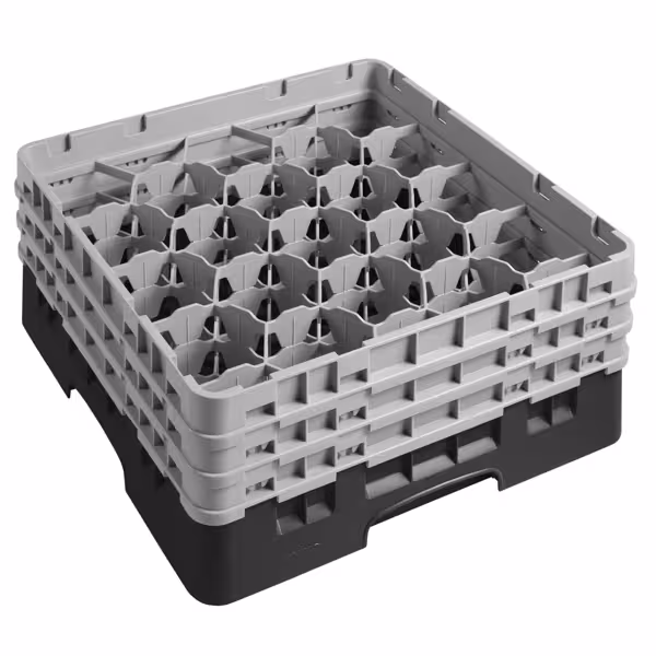 CAMBRO | CAMRACK® - Lasipesukori 1/1 - 20 lokeroa - 3  jatko-osalla - 500x500mm - Musta
