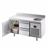 Table réfrigérée Premium PLUS - 1468 x 700 mm - avec 1 bac, 1 porte, 2 tiroirs - dosseret