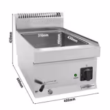 Banho-maria elétrico PROFISSIONAL - GN 1/3 + GN 1/2 - 1,2kW - com torneira de drenagem