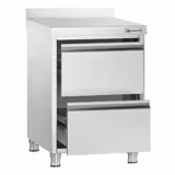 Cassettiera PREMIUM - in acciaio inox AISI 304 - con 2 cassetti e alzatina - 500x700mm