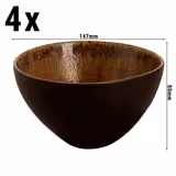 (4 pcs) Dessert Bowl - Cecil - Stoneware - round - Ø 150mm - Brown