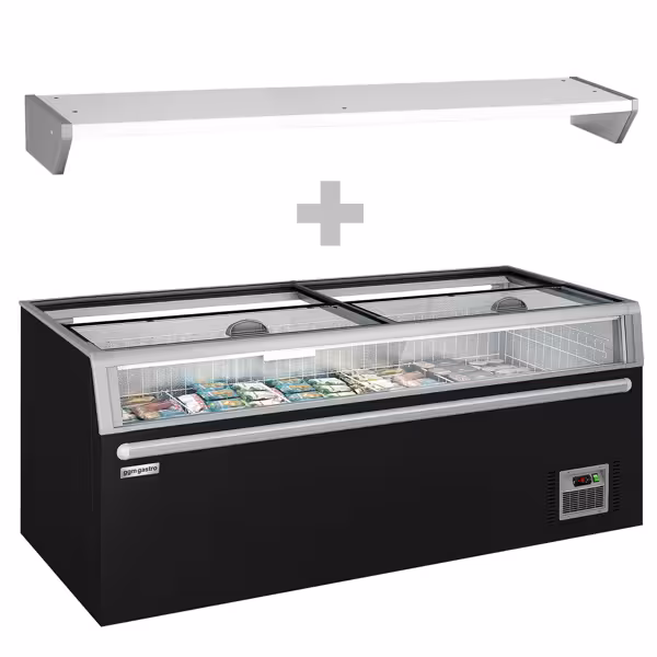 Isola surgelati per supermercato - 2104 mm - 646 litri - con 2 porte scorrevoli - Nero