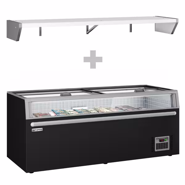 Supermarkt vrieskist - 2104x850mm - 646 liter - 2 glazen schuifdeksels - zwart