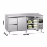 Kühltisch ECO - 1795x700mm - mit 2 Türen - 2 Schubladen - mit Aufkantung
