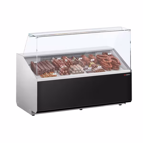 Vitrină frigorifică orizontală - 1568x979 mm - 324 L - culoare negru - panou frontal negru - spate cu 2 uși - geam frontal drept