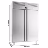 Bakkerij vrieskast RVS PREMIUM - EN 600x400 - 1385mm - 1240liter - tot -18°C tot -1°C - met 2 deuren - geforceerde koeling, LED‑verlichting & automatische ontdooiing