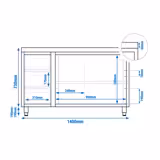 Szafka robocza ze stali nierdzewnej PREMIUM – 1400 x 600 mm – z 3 szufladami po lewej stronie